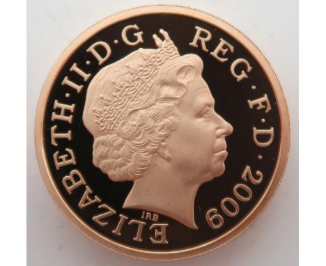 ELIZABETH II&nbsp;(1952-2022)&nbsp;Royal Shield 2009 Gold Proof 1 Pound&nbsp; Obverse fourth crowned portrait of HM Queen Eli
