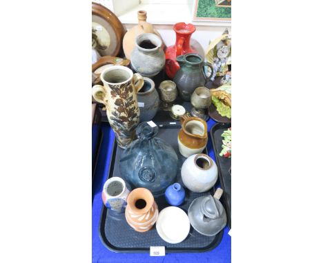 Assorted studio pottery, a glass decanter etc Condition Report:No condition report available.