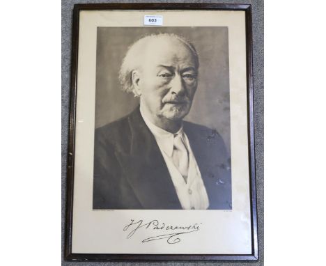 A framed photographic portrait of the Polish pianist, composer and statesman Ignacy Jan Paderewski in old age, taken by W. Pi