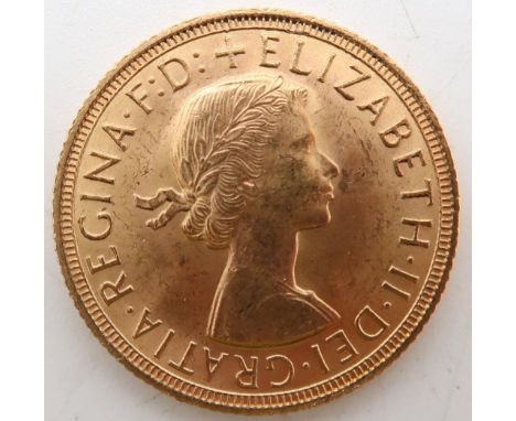 Elizabeth II&nbsp;(1952-2022) 1 Sovereign 1958 Obverse 1st portrait of Queen Elizabeth II laureate right +&nbsp;ELIZABETH·II·