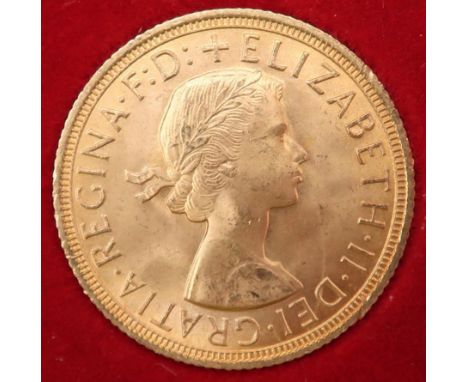 ELIZABETH II&nbsp;(1952-2022) 1 Sovereign 1958 Obverse 1st portrait of Queen Elizabeth II laureate right +&nbsp;ELIZABETH·II·