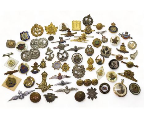 A collection of sweetheart brooches and other items to include A silver Gordon Highlanders brooch, RAF, Royal Army Service Co