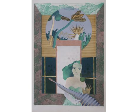 MICHAEL ROSCHLAU (GERMAN b.1942) &nbsp;WOMAN AT WINDOW &nbsp;Lithograph, signed lower right, dated (19)71, numbered 18/19, 68