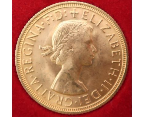 ELIZABETH II&nbsp;(1952-2022) 1 Sovereign 1958 Obverse 1st portrait of Queen Elizabeth II laureate right +&nbsp;ELIZABETH·II·