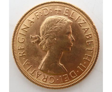 Elizabeth II&nbsp;(1952-2022) 1 Sovereign 1958 Obverse 1st portrait of Queen Elizabeth II laureate right +&nbsp;ELIZABETH·II·