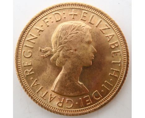 Elizabeth II&nbsp;(1952-2022) 1 Sovereign 1958 Obverse 1st portrait of Queen Elizabeth II laureate right +&nbsp;ELIZABETH·II·