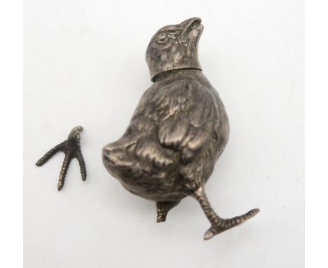 A Novelty silver bird pepper pot, by R H H, Sheffield 1927, 67gms&nbsp; Condition Report:Available upon request