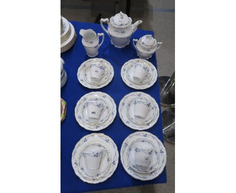 A KPM Art Nouveau porcelain tea set comprising teapot, milk jug, sugar bowl and six trios Condition Report:Available upon req