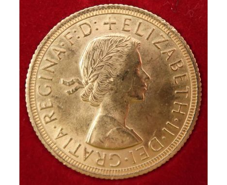 Elizabeth II&nbsp;(1952-2022) 1 Sovereign 1963 Obverse 1st portrait of Queen Elizabeth II laureate right +&nbsp;ELIZABETH·II·
