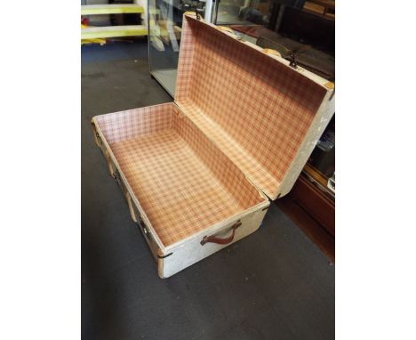 A 1960's wooden bound sea trunk
