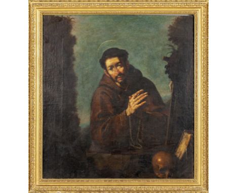 STROZZI BERNARDO detto IL CAPPUCCINO (1581-1644) San Francesco in preghieraolio su tela  cm 137 x 125Il dipinto  inedito e di