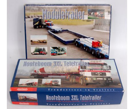 Conrad "Nooteboom" 1/50th scale diecast tractor unit and trailer group, 2 boxed examples to include No.40125/01 Scheuerle Noo