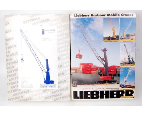 Conrad, 1/100th scale diecast Harbour crane group to include Conrad No.2111 Liebherr LHM 320 Harbour crane, finished in red a