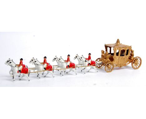 Matchbox Lesney large scale Coronation Coach, gold coach with "King & Queen" figures - 8 x horses with 4 outriders mounted on