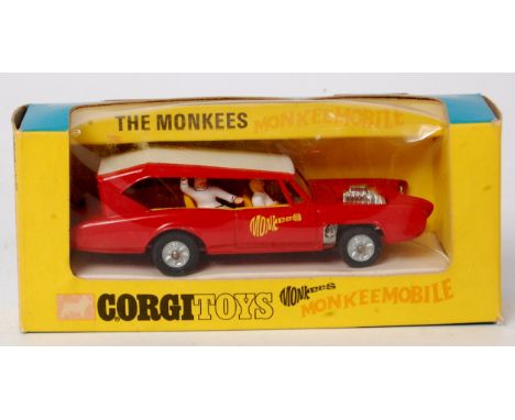 Corgi Toys, No.277 "The Monkees" Monkeemobile, red body, white roof, yellow interior, cast hubs, chrome engine and trim, 4 x 