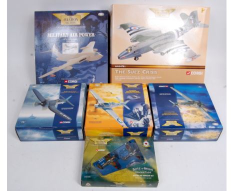 Corgi Aviation Archive 1/72nd and 1/144th scale aircraft group, 6 boxed examples, some example with small fittings loose in b