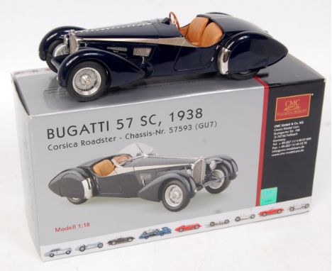 CMC, Classic Model Cars, 1/18th scale diecast model of a Bugatti 57 SC, 1938, No.M-106, windscreen requires repair, in the or