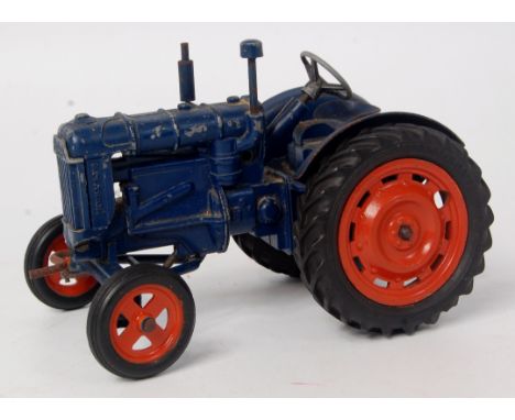 Chad Valley, Fordson Major tractor, diecast dark blue body, orange wheels with rubber tyres, with Chad Valley Transfer, losse