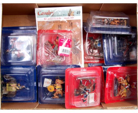 45+ Del Prado 1/30th scale Cavalry of the Napoleonic Wars and Medieval series white metal figure group, all appear sealed on 