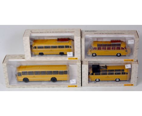 Minichamps 1/43rd scale Deutsche Post public transport group, 4 boxed examples, all finished in yellow, to include No.006266 