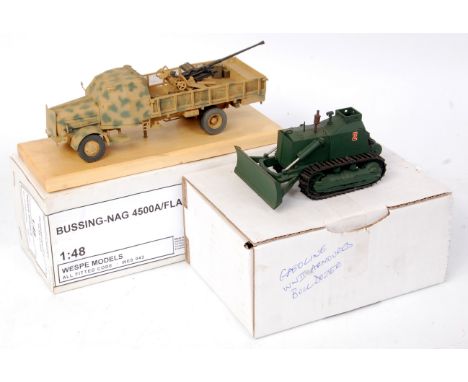 Wespe Models and Gasoline of France, resin factory hand built 1/48th scale military vehicle and gun group, 2 boxed examples t