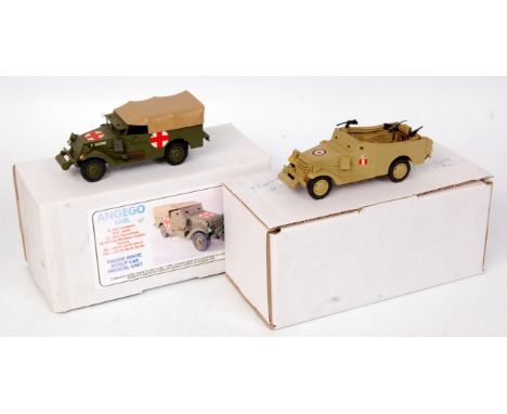 Hart Smith Models and Angeco 1/48th scale white metal kit built military vehicle group, 2 boxed examples to include WW2 MK65M