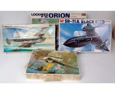 4 boxed as issued 1/72nd scale plastic aircraft kits by Frog, Academy and Hasegawa, to include Frog Whitley Long Ranger Bombe