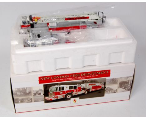 TWH Collectables 1/50th scale diecast model of a New London Fire Department Seagrave Tractor Drawn Aerial with Marauder 2 Cha
