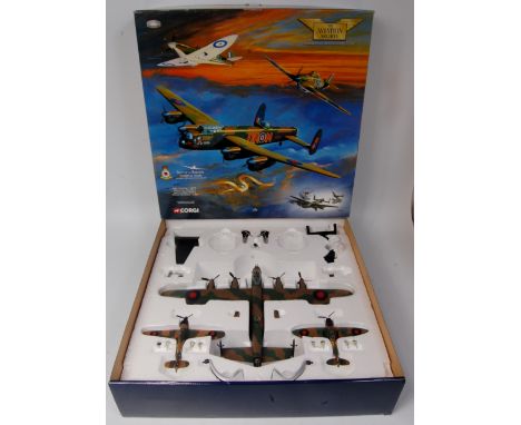 Corgi Aviation Archive 1/72nd scale AA32602 Battle of Britain Set, comprising of Avro Lancaster "Mickey the Moocher", Spitfit