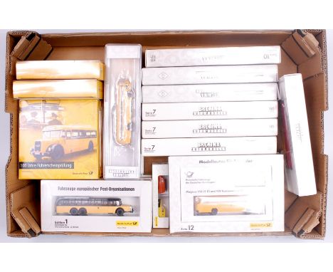 22 boxed Brekina HO Scale plastic vehicles, suitable for HO layouts, mixed examples to include public transport, commercial v