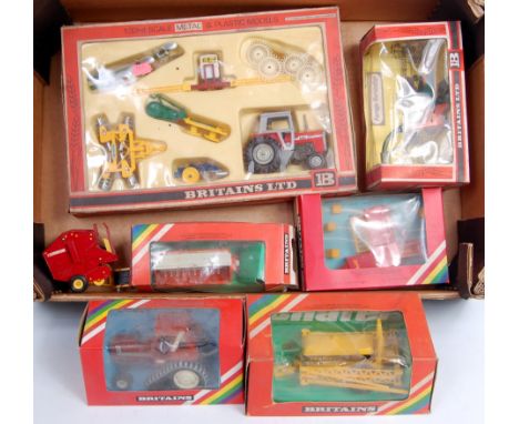 Britains Boxed and Loose Farming diecast vehicles, 8 examples to include No.9527 Fiat Half Track Tractor (VG-BG), No.9568 Rot