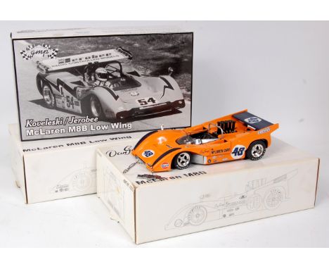 GMP 1/18th scale Mclaren M8D racing car pair, to include No.12029 Koveleski Mclaren M8B Low wing, appears as issued (NM-M-BVG