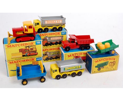 Matchbox 1-75 series boxed group, 6 examples to include No.48 Dodge Dumper Truck (NM-BVG), No.16 Case Tractor (NM-BVG), No.40