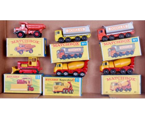 Matchbox 1-75 series and Superfast boxed diecast group, 6 boxed examples to include No.28 Mack Dump Truck, E type box (NM-BVG