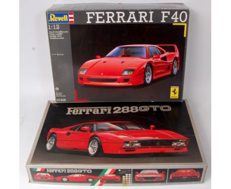 Ferrari plastic kit group, 2 boxed as issued examples, to include Fujimi 1/16th scale Ferrari 288 GTO and a Revell 1/12th sca