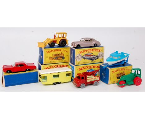 Matchbox Regular Wheels Boxed, Loose and Empty box group, to include No.22 Pontiac GP Coupe, red with BPW in E type box (G-BG