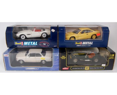 1/18th scale diecast vehicle group, 10 mixed examples by Revell, Kyosho, Corgi and Minichamps, all in original boxes, to incl