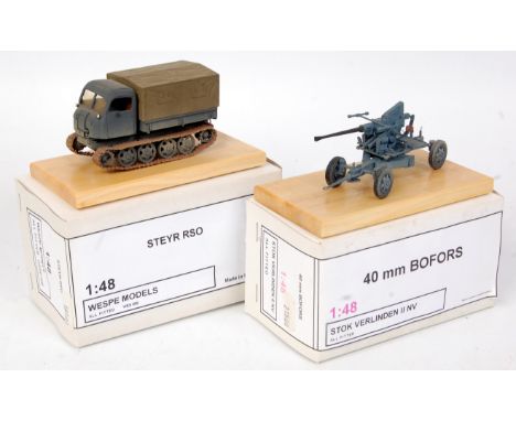 Wespe Models 1/48th scale resin factory finished German military group, 2 boxed examples to include a Steyr WW2 R50 tracked l