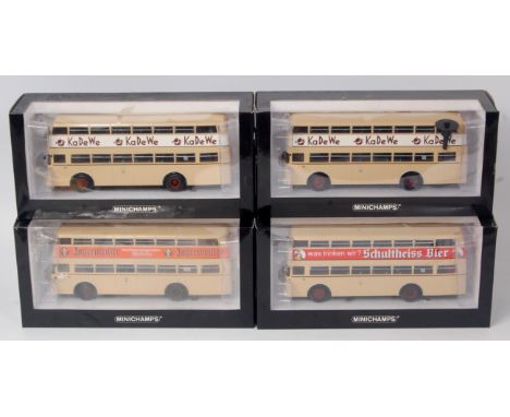 Minichamps Public Transport German Bussing D2U diecast group, 4 boxed examples, all 1/43rd scale, to include 2x Bussing D2U "