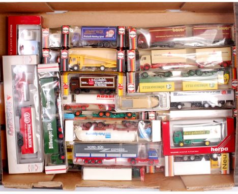 30 boxed 1/87th/HO Scale plastic vehicles by Herpa, Brekina and others, mixed subjects to include commercial vehicles and pub