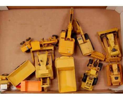 Conrad, NZG, Joal, Gescha and other mixed scale construction diecast vehicles, 10 loose examples, to include Gescha Caterpill