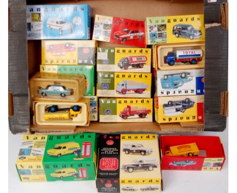 21 mixed 1/43rd scale diecast Vanguards vehicles, some examples missing wing mirrors and only in box bases, 12 appear as issu