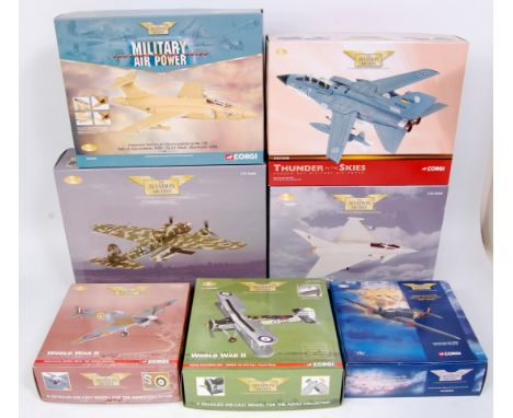 Corgi Aviation Archive 1/72nd scale diecast aircraft group, 7 boxed as issued examples, mixed series to include WW2 Defenders