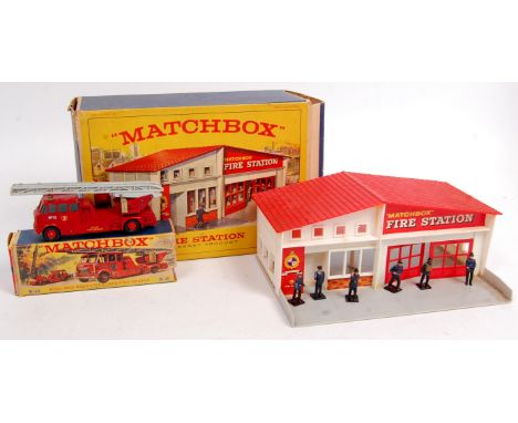 Matchbox MF-1 Fire Station, appears complete, in the original all card pictorial box, requires cleaning (G-BG), a Matchbox K-