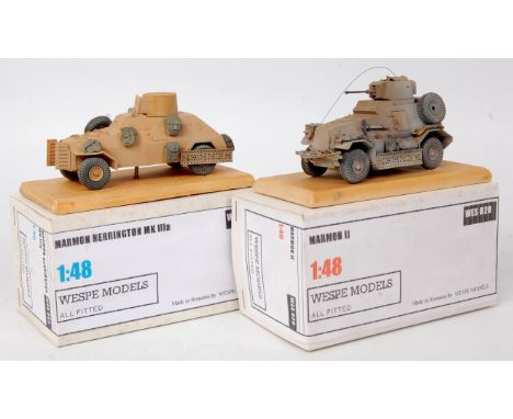 Wespe Models 1/48th scale resin factory kit built WW2 British Military vehicle group, 2 boxed examples to include Marmon 2 Ar