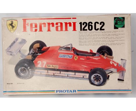 Protar 1/12th scale plastic kit for a Ferrari 126C2, in the original all card illustrated lid box, appears as issued