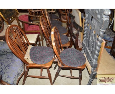 A set of five elm seated stick back chairs 