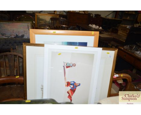 A print, Chris Simpson "Tropical Morning"; a print of Brentwood Cathedral and another print
