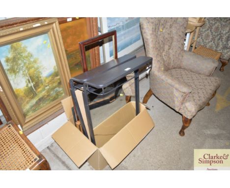 Two metal mirror frames, other frames etc.