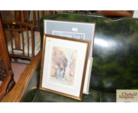 A pencil signed limited edition print by Spencer W Tart, "Street in Old Jeddah", after John Piper print of Venice; and other 